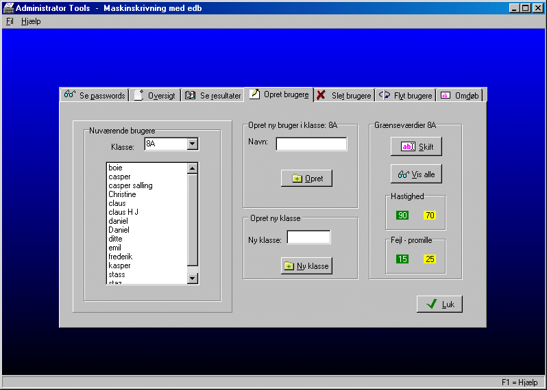 Administrator Tools - opret brugere