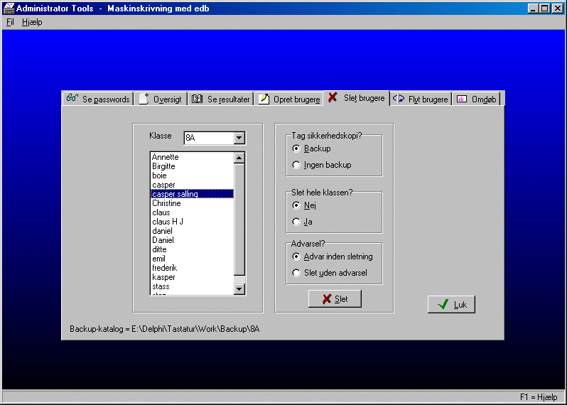Administrator Tools - slet brugere